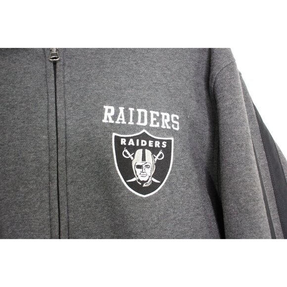 NFL Mens Big Logo Spell Out Oakland Raiders Hooded Reversible Jacket A1531 - Picture 13 of 14